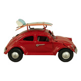 Carrinho Fusca Latão Com Prancha Decoração Vintage Coleção