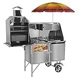 Carrinho Hot Dog Cachorro Quente Lanche Churrasco Luxo Inox Rodas Maciças Chapa Guarda Sol 4 Molheiras Lc11m Gs