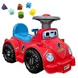 Carrinho Infantil Andador Com Peças Geométricas- Vermelho E Azul- Banco Com Compartimento