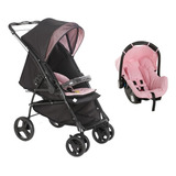 Carrinho Maranello Preto E Rosa Com Bebê Conforto galzerano