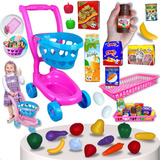 Carrinho Mercado Infantil Brinquedo Comidinhas Frutas 26pçs