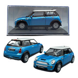 Carrinho Mini Cooper S 1 28 Metal Kinsmart Abre Portas Coleç Cor Azul