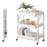 Carrinho Multiuso Organizador 3 Prateleiras Dobravel Branco