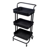 Carrinho Organizador Manicure 3 Prateleiras Evolux Em Ferro Cor Preto