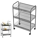 Carrinho Organizador Multiuso 3 Bandejas Prateleiras C Rodinhas Ideal Para Quarto Banheiro Cozinha Salão De Beleza Preto Da Marca Izal 