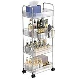 Carrinho Organizador Multiuso Em Acrílico Ajustável E Expansível Com Rodinhas Podendo Chegar Até 4 Prateleiras