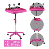 Carrinho Para Coloração Kit Tigelas C Pinceis Dompel Cor Rosa