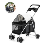 Carrinho Pet Transporte Cachorro Passeio Cães Gatos Preto
