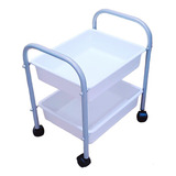 Carrinho Porta Esmalte Auxiliar Manicure 2 Bandejas