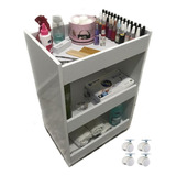 Carrinho Porta Esmaltes Toalhas Branco