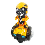 Carrinho Robô Amarelo Divertido Musical Que Gira 360 