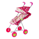 Carrinho Rosa De Boneca Semi Luxo Ii Com Capota