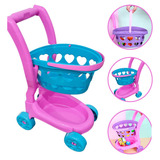 Carrinho Supermercado Compras Infantil 2 Em 1 Com Cestinha