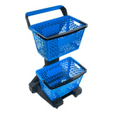 Carrinho Supermercado Plástico New Duplo Cesto 25 Litros