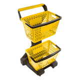 Carrinho Supermercado Plástico New Duplo Cesto 50 Litros