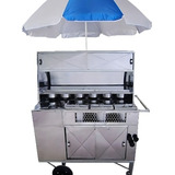 Carrinho Top Em Inox De Hot Dog Cachorro Quente Com Guarda Sol Sra