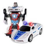 Carrinho Transformers Vira Robo Som Luz Policial Bate Volta