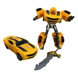 Carrinho Vira Robô Camaro Cor Amarelo Importway