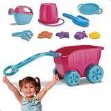 Carriola Praia Diver Toys Kit Regador Pá Forminha Peneirinha