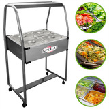 Carro Buffet Self Service Salada 4 Cubas Gastronômicas Inox