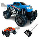 Carro Controle Remoto Caminhonete 4x4 Off road Solta Fumaça Cor Azul