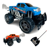 Carro Controle Remoto Caminhonete 4x4 Off road Solta Fumaça Cor Laranja
