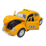 Carro Miniatura Fusca Taxi Carrinho De Ferro Amarelo Coleção
