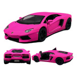 Carro Miniatura Lamborghini Aventador Metal 1 36 Rosa