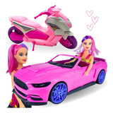 Carro P  Boneca Rosa Com Boneca   Moto Realista Brinquedo