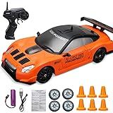 Carro RC Drift 1 24 2 4 GHz 4WD Controle Remoto Esportivo Corrida Baterias E Pneus Drift GTR Laranja E Preto
