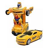 Carro Vira Robo Som Luz Carrinho BMW BRANCO Brinquedo Menino Pilha Cor CAMARO AMARELO - TYDA -CAMARO AMARELO-