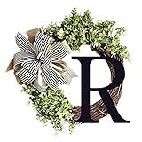 Carta Coroa Guirlanda De Porta Frontal De Eucalipto Artificial Com Decoração De Letras Cabide Para Decoração De Festa Em Casa Primavera Verão Outono Inverno Kumprohu