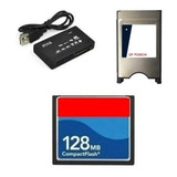 Cartão Cf Compact 128mb Adaptador Cf X Pcmcia Leitor Usb