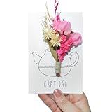 Cartão Comemorativo Com Flores Secas Para Presente De Namorados -Rosa-