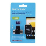 Cartão De Memória 16gb 4x1 Micro Sd Multilaser Mc150