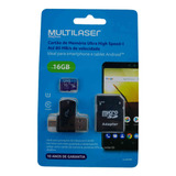 Cartão De Memória 16gb Micro Sd Com Adaptador Leitor E Otg