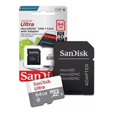 Cartão De Memória Micro Sd 64gb Sandisk Ultra 80mbs Class 10