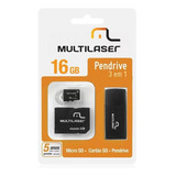 Cartão De Memória Multilaser Micro Sd 16gb Classe 10 3 Em 1