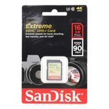 Cartão De Memória Sandisk 16gb Extreme Sdhc Uhsi 90mbs C10 U