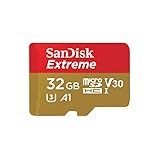 Cartão De Memória SanDisk 32GB Extreme MicroSDHC UHS I Com Adaptador   C10  U3  V30  4K  A1  Micro SD   SDSQXAF 032G GN6MA  Vermelho Dourado