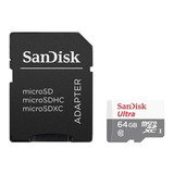 Cartão De Memória Sandisk Sdsqunr-064g-gn3ma Ultra Com Adaptador Sd 64gb