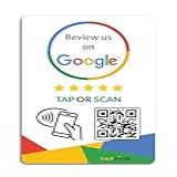 Cartão De Toque Google Review Pacote Com 1 Da TapFive Reutilizável Smart Tap NFC E QR Para Avaliações Instantâneas IPhone E Android Impulsione Avaliações De Negócios Rapidamente Alimentado Por