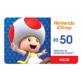 Cartão Gift Card Nintendo Eshop 50 Reais Digital Original 
