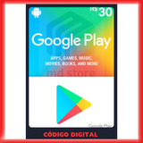 Cartão Google Play R 30 Reais Br Store Gift Card Android
