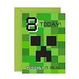 Cartão Inspirado Em Minecraft De 8º Aniversário - Presentes De Jogador -Creeping It Real 20-3 Cm Para Crianças- Menino- Filho- Sobrinha- Sobrinha- Meninas- Netos- Vizinhos E Ele - Oito Anos De Idade -