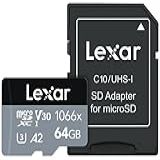 Cartão Lexar Professional 1066 X 64 GB MicroSDXC UHS I Com Adaptador SD Série Silver  Até 160 MB S De Leitura  Para Câmeras De Ação  Drones  Smartphones E Tablets De  LMS1066064G BNANU 