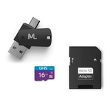 Cartão Memória 16gb 4x1 Pendrive Micro Usb Multilaser Mc150