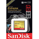 Cartão Memória 64gb Compact Flash Sandisk Cf Extreme 120mb s