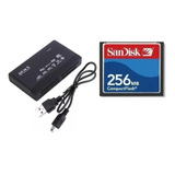 Cartão Memória Cf Compact Flash 256mb Sandisk + Leitor Usb