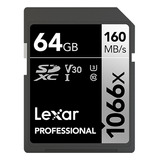 Cartão Memória Lexar 64gb Professional Sdxc 1066x 4k V30 Nf